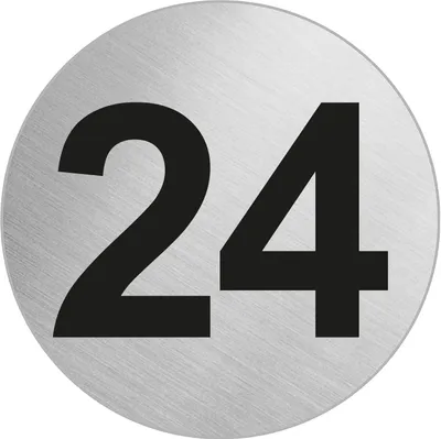 Produktbild von Türnummer Zimmernummer aus Edelstahl "24" Ø 60 mm selbstklebend