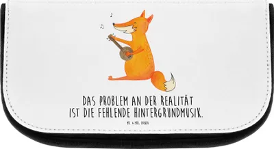 Produktbild von Mr. & Mrs. Panda schminkaufbewahrung Fuchs Gitarre - Weiß - Geschenk, Necessaire, Musik, glücklich, Optimistisch, kulturtäschchen, Kosmetiktasche, kosmetiktäschchen