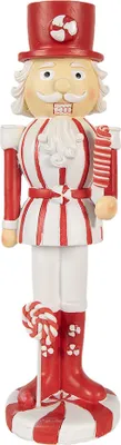 Immagine prodotto di Clayre & Eef decorazione natalizia figura schiaccianoci 23 cm rosso bianco in poliresina