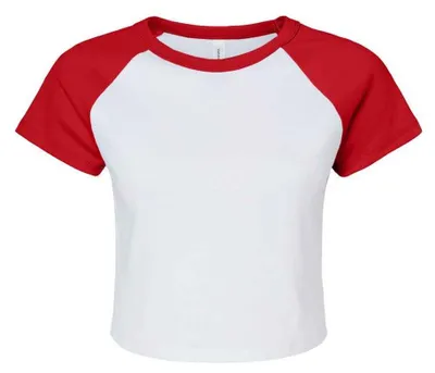Produktbild von Bella + Canvas - "Baby" Kurzes Top für Damen Raglanärmel LT2930 (L) (Weiß/Rot)