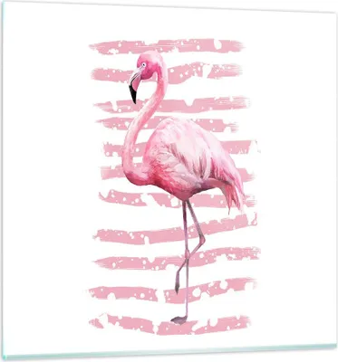 Produktbild von Bilder auf glas - Flamingo Vogel Wasser - 40x40cm - Glasbilder - Wandbilder - Kunstdruck - zum Aufhängen bereit - Wanddekoration aus Glas - Glas Bilder - Wandbild auf Glas - Einteilig - GAC40x40-3938