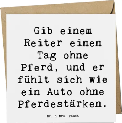 Produktbild von Mr. & Mrs. Panda Klappkarte Spruch Reitsport Liebe - Weiß - Geschenk, anlasskarte, Grußkarte, Glückwunschkarte, Sportler, Vertrauen, Pferdesport, doppelkarte, Reiter