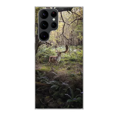 Produktbild von MuchoWow® Handyhülle Schutzhülle Hülle für Samsung Galaxy S22 Ultra Waldtier - Hirsch - Sonne Silikon Softcase Handy Hülle - Abbildung
