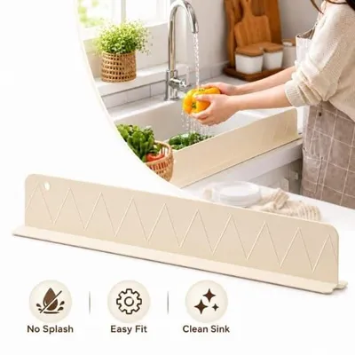 Paraschizzi cucina, paraspruzzi per lavello in silicone beige - SinkGuard