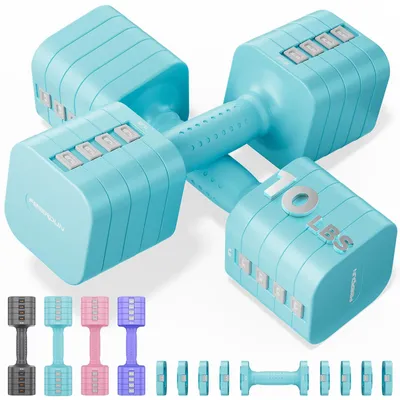 Image de Ensemble de haltères réglables 2 x 4,5 kg - Système 5 en 1 avec poids réglables - Haltères de fitness