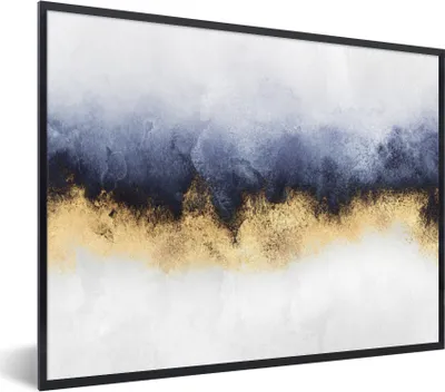 Produktbild von MuchoWow® Gerahmtes Poster Abstrakt - Gold - Luxus 80x60 cm - Poster mit Schwarzem Bilderrahmen Wandposter Rahmen Foto Bilder - Schwarzem - Mit Gestell