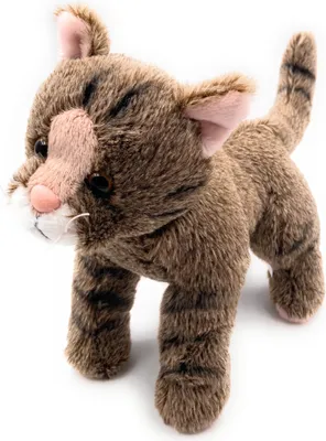 Produktbild von Onwomania Plüschtier Stofftier Kuscheltier Katze Waldkatze  Wildkatze Länge 25 cm Braun