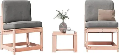 Productafbeelding van 3-delige loungeset voor de tuin, tuinmeubels, terrasmeubels, lounge meubels voor buiten, loungeset voor buiten, massief hout, Douglasie - 832623