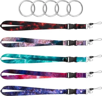 Produktbild von Schlüsselkoord Set mit Badgehalter und Karabiner - 5 Stück, Polyester, 51,5 cm breit