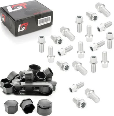Produktbild von 20x Radschrauben Set mit Kappen Kugelbund M14x1,5x27 für AUDI 100 A6 V8 ALLROAD