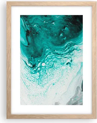 Produktbild von Gerahmtes Poster - Rahmen in heller Eiche - Abstraktion Türkis Flüssigkeit - 30x40 cm - Wand Bild - Wanddeko - Wandbilder - Kunstposter - Wandposter - Bilderrahmen - Bilder - P2NPA30x40-4572