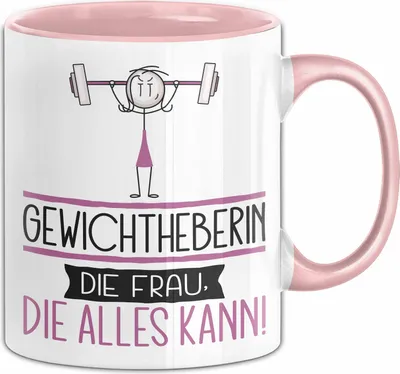 Produktbild von Gewichtheberin Geschenk Tasse Becher Die Frau Die Allen Kann Geschenkidee für eine Gewichtheberin Lustig (Rosa)