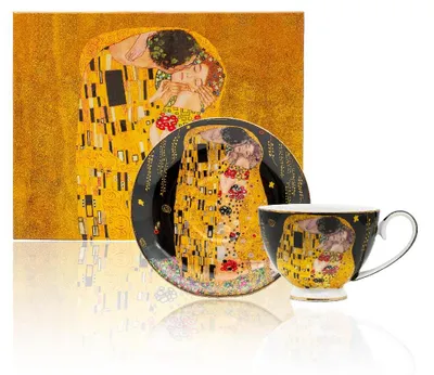 Image de Home Elements Tasse et soucoupe 250 ml, Klimt Kiss dark