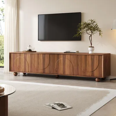Produktbild von MODFU TV-Schrank mit 4 Push-to-Open-Türen,TV-Lowboard in Holzoptik,180x40x44cm,Fernsehbank TV-Regal für Wohnzimmer,180 x 40 x 44 cm
