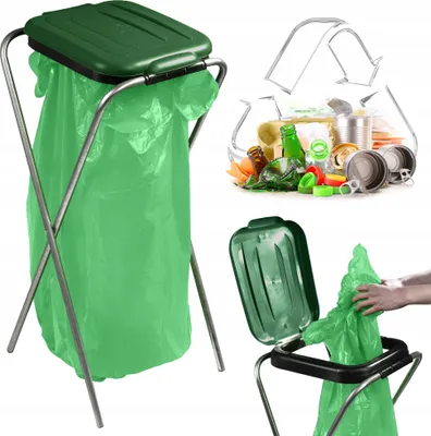 Immagine prodotto di KADAX Supporto per pattumiera singola "Bakel", supporto per pattumiera, supporto per la raccolta differenziata con coperchio in plastica, verde