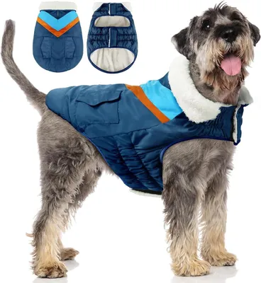 Image de Manteau chaud pour chiens avec fermeture velcro - 7 tailles et 23 couleurs - Veste d'hiver pour grands chiens