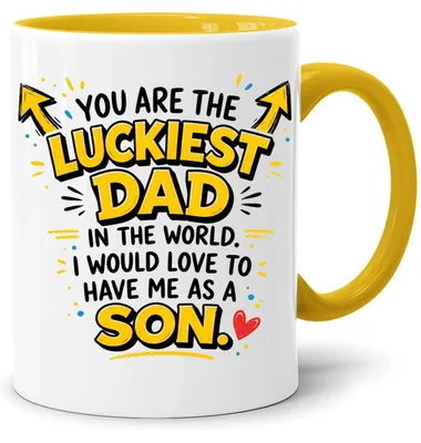 Tasse 'Glücklichster Vater' – Geschenk für Papa, 330 ml, Keramik