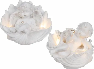 Produktbild von Liegender Engel mit Perle in Muschel & LED