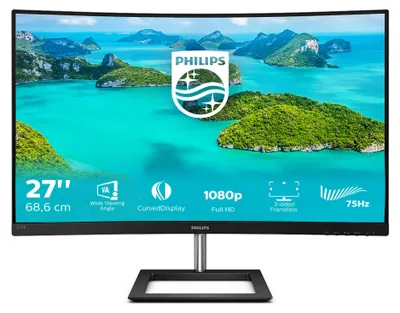Produktbild von Philips 272E1CA LCD-Monitor, Curved, 68,6 cm (27"), 1.920 x 1.080 Picel FHD, 4 ms, VA, neigbar, VGA, HDMI, DisplayPort, schwarz