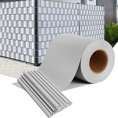 Obrázek produktu pro UISEBRT 210m x 19cm PVC pásek na ochranu soukromí Double Bar Fence Privacy Film včetně 120 upevňovacích klipů Fence Film Privacy Screen Windbreak Grey