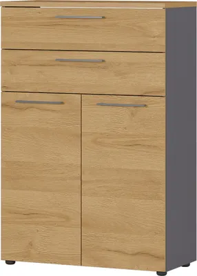 Produktbild von bümö Home Andratx Büroschrank - 2 Schubladen - Nachbildung: Graphit-Eiche