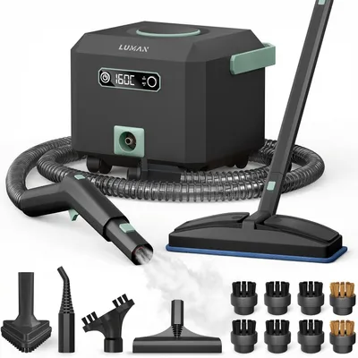 Produktbild von LUMAN Dampfreiniger MAX 2600W – 4,3 Bar Dampfdruck – 60 Min. Dampfdauer – 2,5L Wassertank – Teppichreiniger - Sofareiniger & Fleckenreiniger – Schwarz