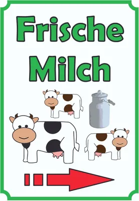 Produktbild von Frische Milch Schild Hochkant mit Pfeil rechts A4 Rückseite selbstklebend