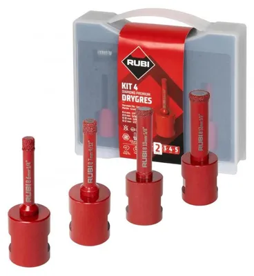 Image de Kit de 4 trépans diamantés mini drygres premium - RUBI - 51939