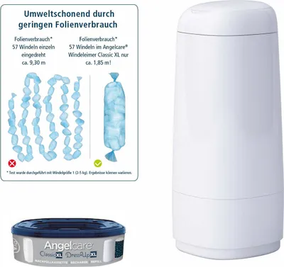 Produktbild von Angelcare Windeleimer Dress-Up XL weiss mit Nachfüllkassette