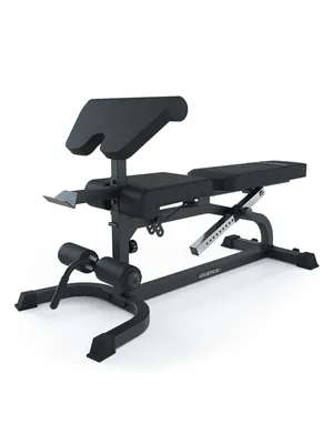 Produktbild von ATLETICA X-Bench Hantelbank | Aufsätze für Bizeps- und Beincurls | Negativ verstellbar | 650 kg Belastbarkeit | 8 cm dickes Polster