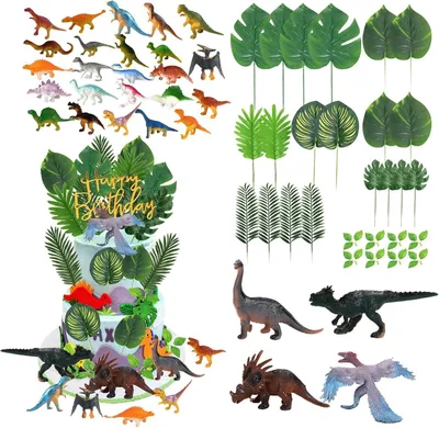 Productafbeelding van Taartdecoratie dinosaurus set dino - Set van 56