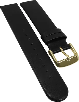 Produktbild von Minott Vegan Uhrenarmband schwarz glatt gleichlaufend Apfelfaser, Stegbreite:14mm, Schließe:Gelbgolden