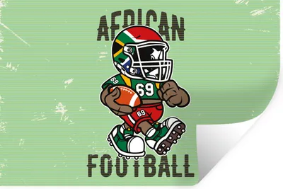 Produktbild von MuchoWow® Wandtattoo Wandsticker Wandaufkleber Rugby - Afrika - Jahrgang 60x40 cm Selbstklebend und Repositionierbar - Wierderverwendbar - Selbstklebend