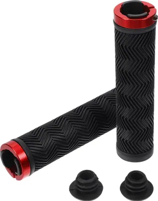 Image de 1 Ensemble De Poignées De Guidon De Vélo, Poignées De Guidon Ergonomiques Antidérapantes, Poignées De Guidon Verrouillables Pour Vélo Électrique Vtt Trekking, Noir Rouge