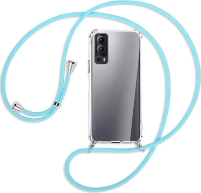 Produktbild von Handykette Backcover-Schutzhülle mit Band (Metall silberfarben) für vivo Y52 5G / Y72 5G / vivo iQOO Z3 - himmelblau