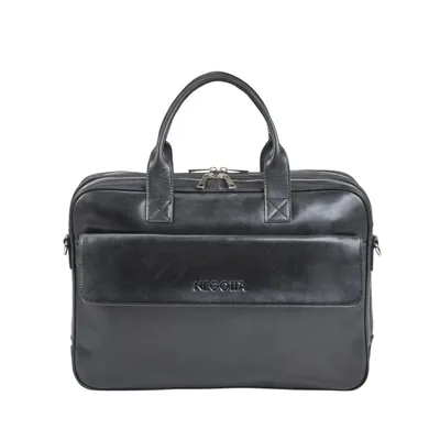 Produktbild von Negotia Orden Echtleder Laptoptasche 15,6 Zoll Schwarz – Aktentasche mit gepolstertem Laptopfach, Umhängetasche / Business Tasche