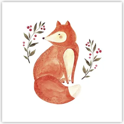 Produktbild von Poster - Poster ohne Rahmen - Nov Illustration Fuchs - 40x40 cm - Wand Bild - Wanddeko - Wandbilder - Kunstposter - Wandposter - Bilder - Kunstdruck - Wanddekoration - Wandbild - P2XAC40x40-4862