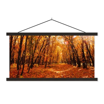 Produktbild von MuchoWow® Textilposter Herbst - Wald - Laub - Jahreszeiten 60x30 cm mit schwarzem Rahmen - Textilien