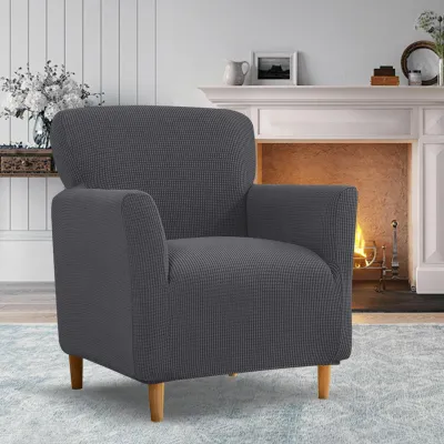 Productafbeelding van Stoelhoes met armleuningen, elastisch, jacquardweefsel, universeel, donkergrijs, geschikt voor fauteuils