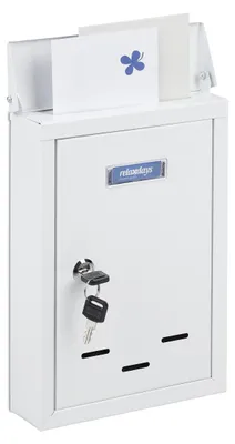 Wandbriefkasten mit Namensschild, Metall, 2 Schlüssel, Weiß