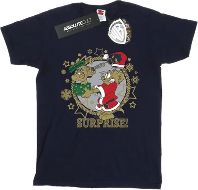 Produktbild von Tom And Jerry - "Christmas Surprise" T-Shirt für Damen BI46261 (XXL) (Marineblau)