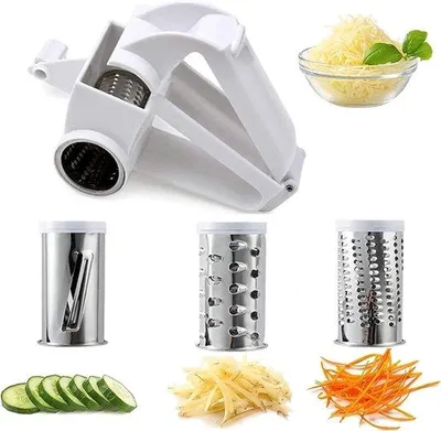 Produktbild von Handgeführte rotierende Käsegrater mit 3 austauschbaren Messern, handgeführte Käsegrater