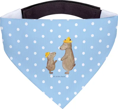Produktbild von Mr. & Mrs. Panda Halstuch Hund Bären mit Hut - Blau Pastell - Geschenk, Muttertag, Family, Paps, Tuch, Für Hunde, Hundehalstuch, Vatertag, Familie