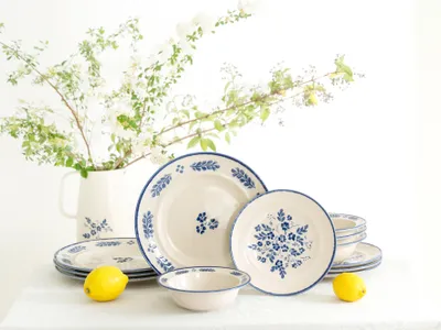 Obrázok produktu pre CreaTable, 25391, Rondo Cottage, modrá, súprava riadu pre 12 osôb, keramika