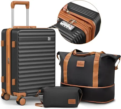 Imagen del producto de Conjunto de maletas rígidas, de 3 piezas, con capacidad de 35L y 30L, con 4 ruedas, cerradura TSA y diseñadas para viajes