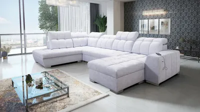 Produktbild von IM Sofa Großes Sofa U-Form Ecksofa mit Schlaffunktion PAGANI VI Hochwertige Qualität Grau Stoff TERRA 92 Rechtsseitig Farbe wählbar