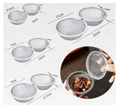 Produktbild von Gewürzsieb 4 Stück Edelstahl Teesieb mit Kette für losen Tee und Gewürze (4 Größen)