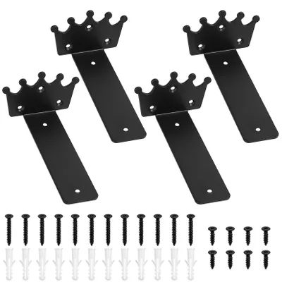 Produktbild von Wandregalhalterung Halter für Wandböden Krone Retro Vintage Schwarz 15 cm 4 Stück