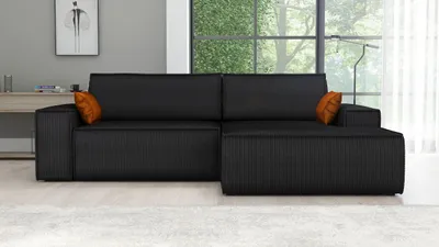 Produktbild von Ecksofa TOR mit Schlaffunktion. Farbe: Black.