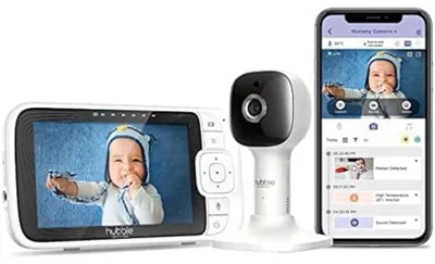 Productafbeelding van Hubble Connected Nursery Pal Cloud, babyfoon met camera, 5 inch scherm, en tweewegcommunicatie
